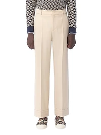 Wool Gabardine Pants with Turn-Ups