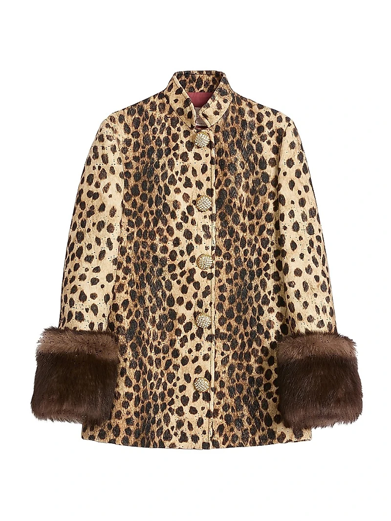Jaguar Spots Printed Wool Cloth Caban