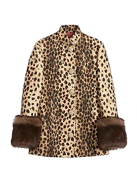 Jaguar Spots Printed Wool Cloth Caban