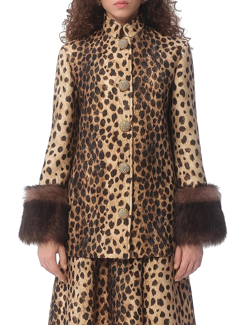 Jaguar Spots Printed Wool Cloth Caban