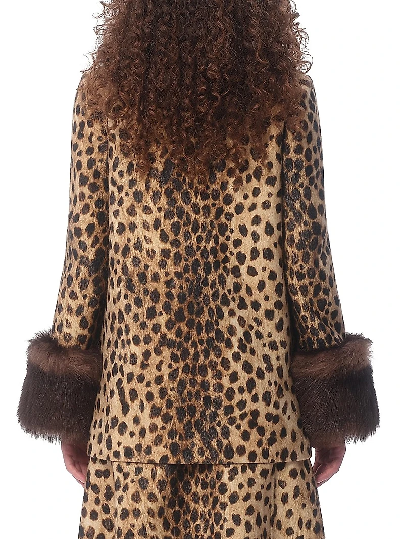 Jaguar Spots Printed Wool Cloth Caban