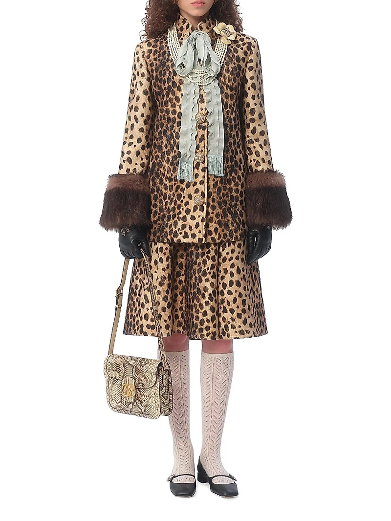 Jaguar Spots Printed Wool Cloth Caban