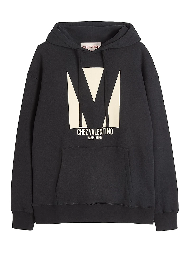 Cotton Hooded Sweatshirt with Chez Print