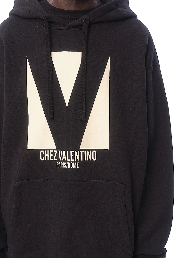 Cotton Hooded Sweatshirt with Chez Print