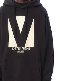 Cotton Hooded Sweatshirt with Chez Print