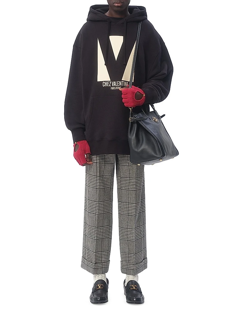 Cotton Hooded Sweatshirt with Chez Print