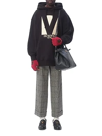 Cotton Hooded Sweatshirt with Chez Print