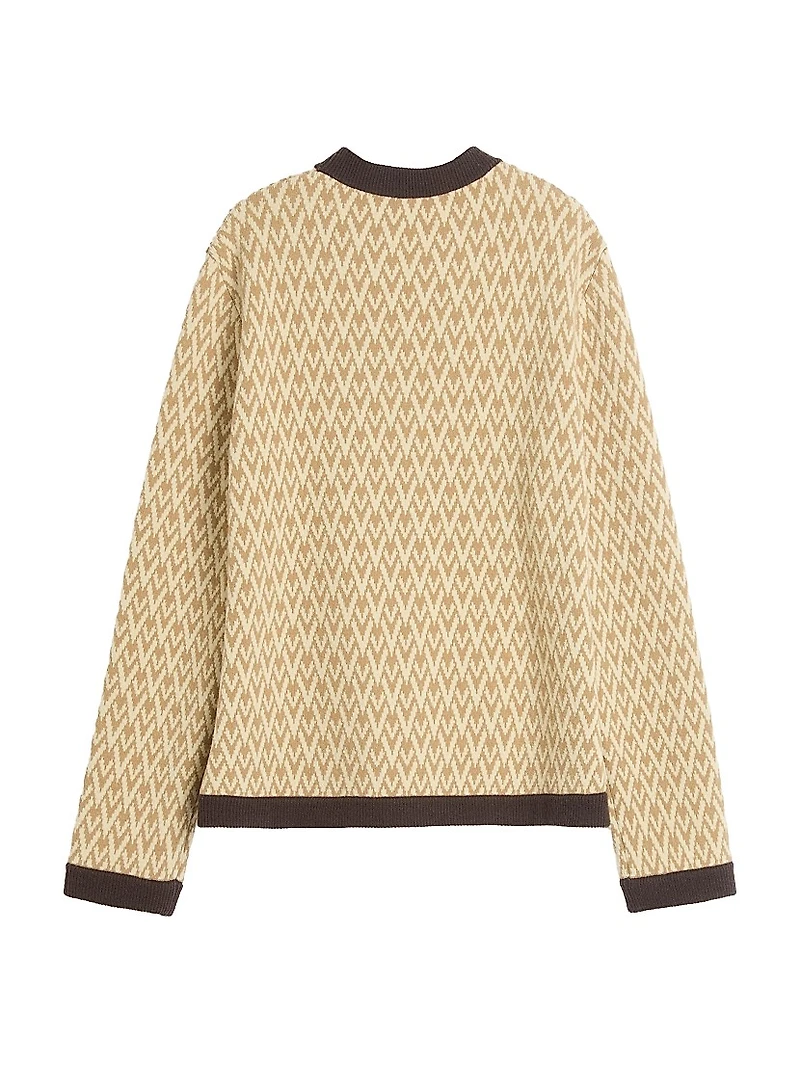 Wool Cardigan with Toute La V Pattern