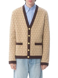 Wool Cardigan with Toute La V Pattern