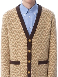 Wool Cardigan with Toute La V Pattern