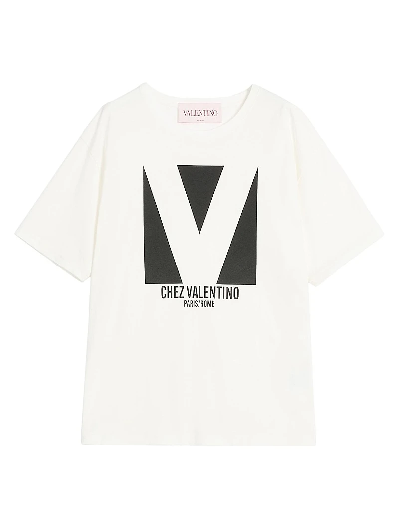 Jersey Cotton T-Shirt with Chez Valentino Print