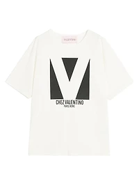 Jersey Cotton T-Shirt with Chez Valentino Print