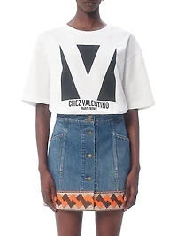 Jersey Cotton T-Shirt with Chez Valentino Print