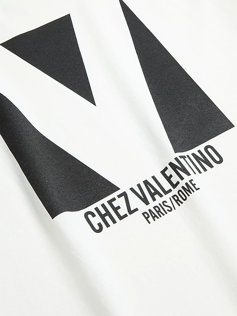 Jersey Cotton T-Shirt with Chez Valentino Print