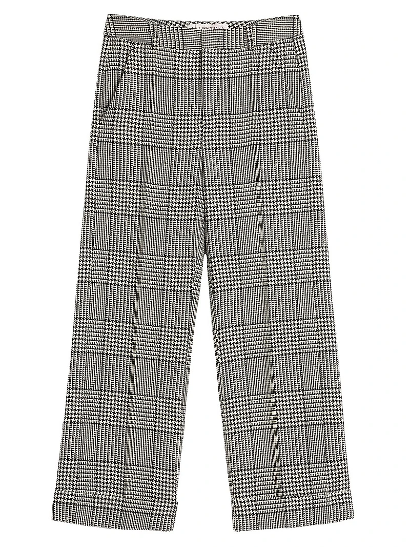 Wool Pants with Turn-Ups Check Pattern on Houndstooth