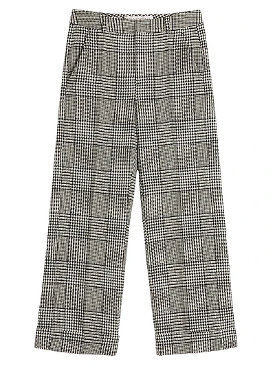 Wool Pants with Turn-Ups Check Pattern on Houndstooth