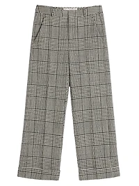 Wool Pants with Turn-Ups Check Pattern on Houndstooth