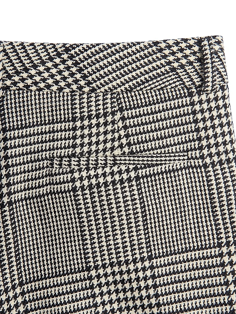 Wool Pants with Turn-Ups Check Pattern on Houndstooth