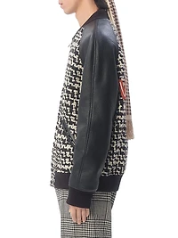 Wool Tweed Bomber Jacket with Chez Valentino Patch