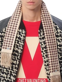 Wool Tweed Bomber Jacket with Chez Valentino Patch