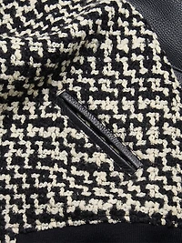 Wool Tweed Bomber Jacket with Chez Valentino Patch