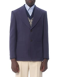 Single-Breasted Wool Gabardine Jacket