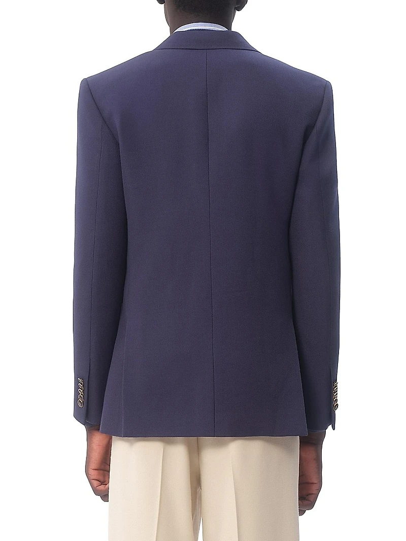 Single-Breasted Wool Gabardine Jacket