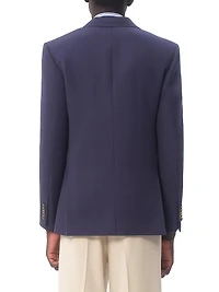 Single-Breasted Wool Gabardine Jacket