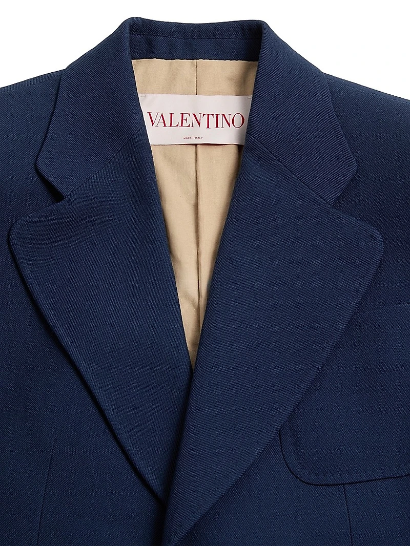 Single-Breasted Wool Gabardine Jacket