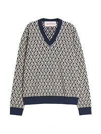 Wool Sweater with Toute La V Jacquard Pattern