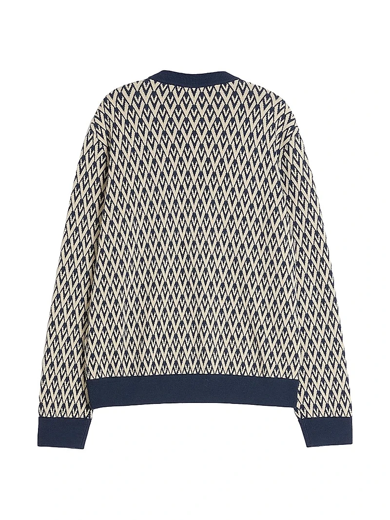 Wool Sweater with Toute La V Jacquard Pattern