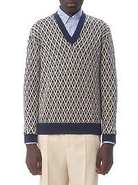 Wool Sweater with Toute La V Jacquard Pattern