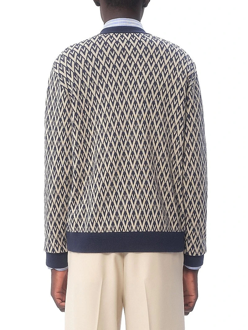 Wool Sweater with Toute La V Jacquard Pattern