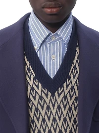 Wool Sweater with Toute La V Jacquard Pattern