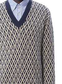 Wool Sweater with Toute La V Jacquard Pattern