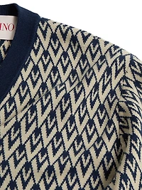 Wool Sweater with Toute La V Jacquard Pattern