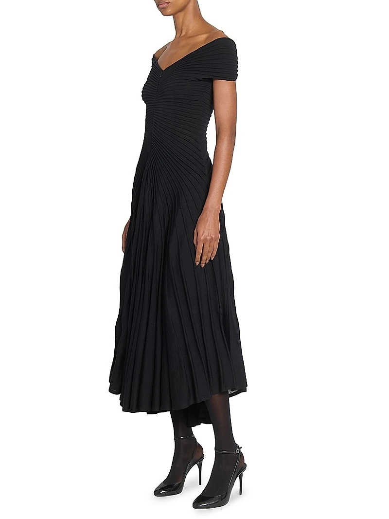 Wool Off-The-Shoulder Maxi Dress