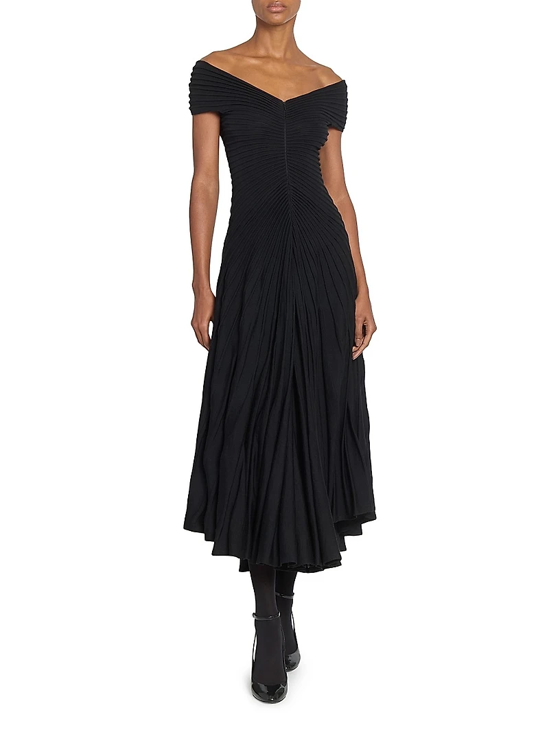 Wool Off-The-Shoulder Maxi Dress