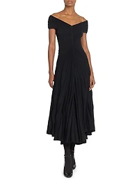Wool Off-The-Shoulder Maxi Dress