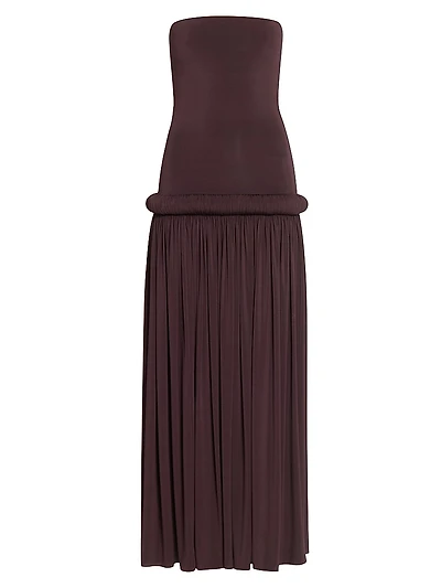 Long Pipe Strapless Maxi Dress