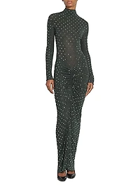 Embellished Metallic Ruched Maxi Dress