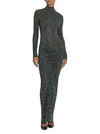 Embellished Metallic Ruched Maxi Dress
