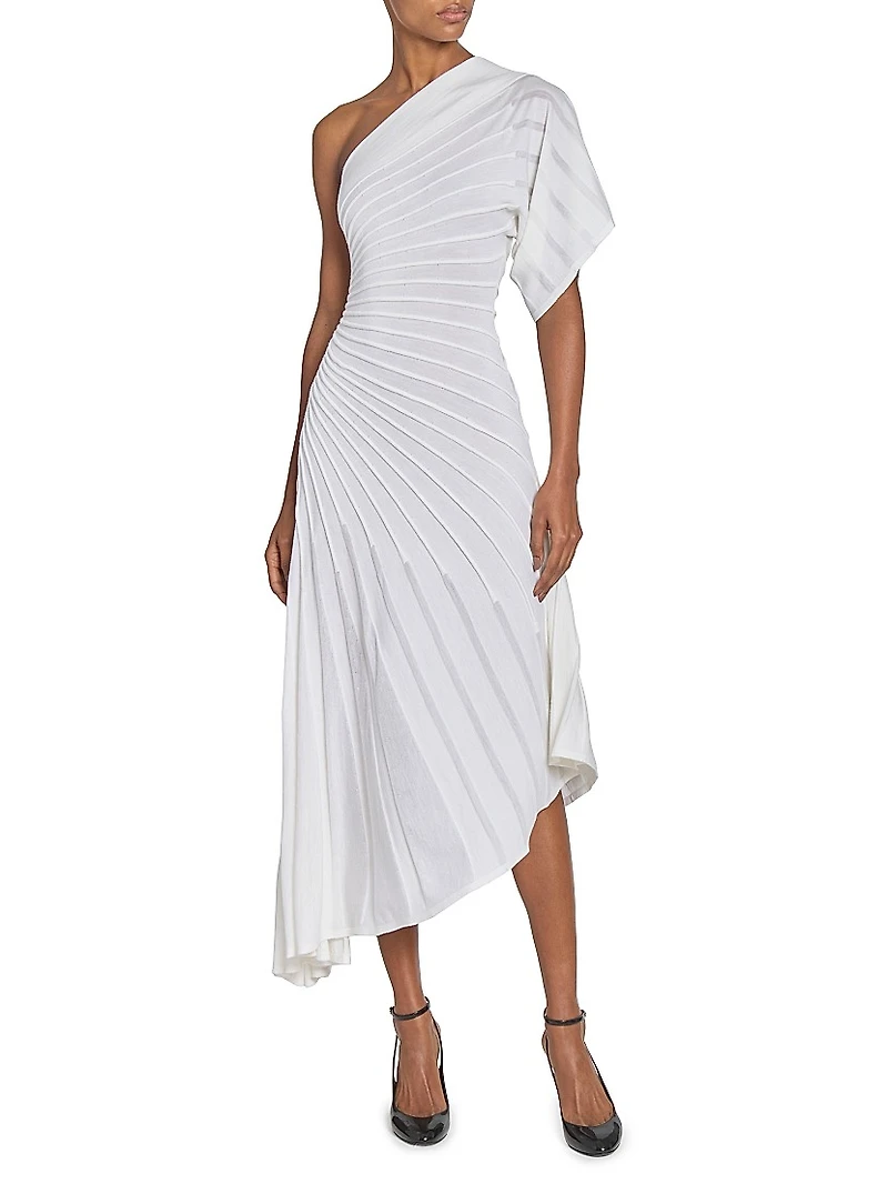 Asym Ray Wool Asymmetric Midi-Dress