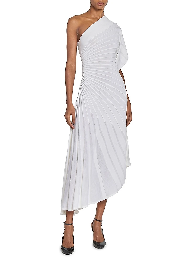 Asym Ray Wool Asymmetric Midi-Dress