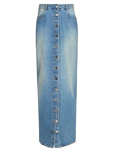 Five-Pocket-Style Denim Column Skirt