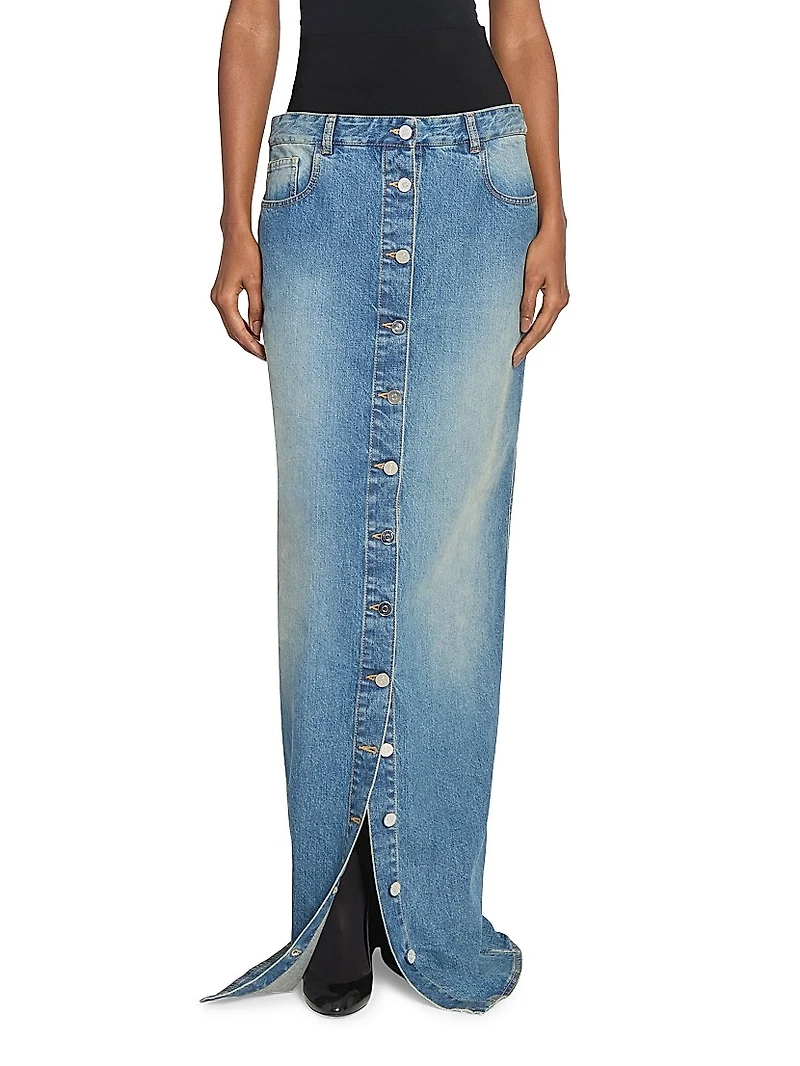 Five-Pocket-Style Denim Column Skirt