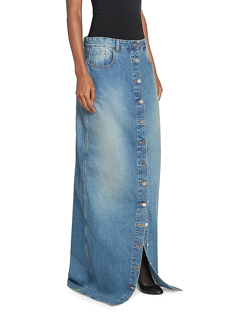 Five-Pocket-Style Denim Column Skirt