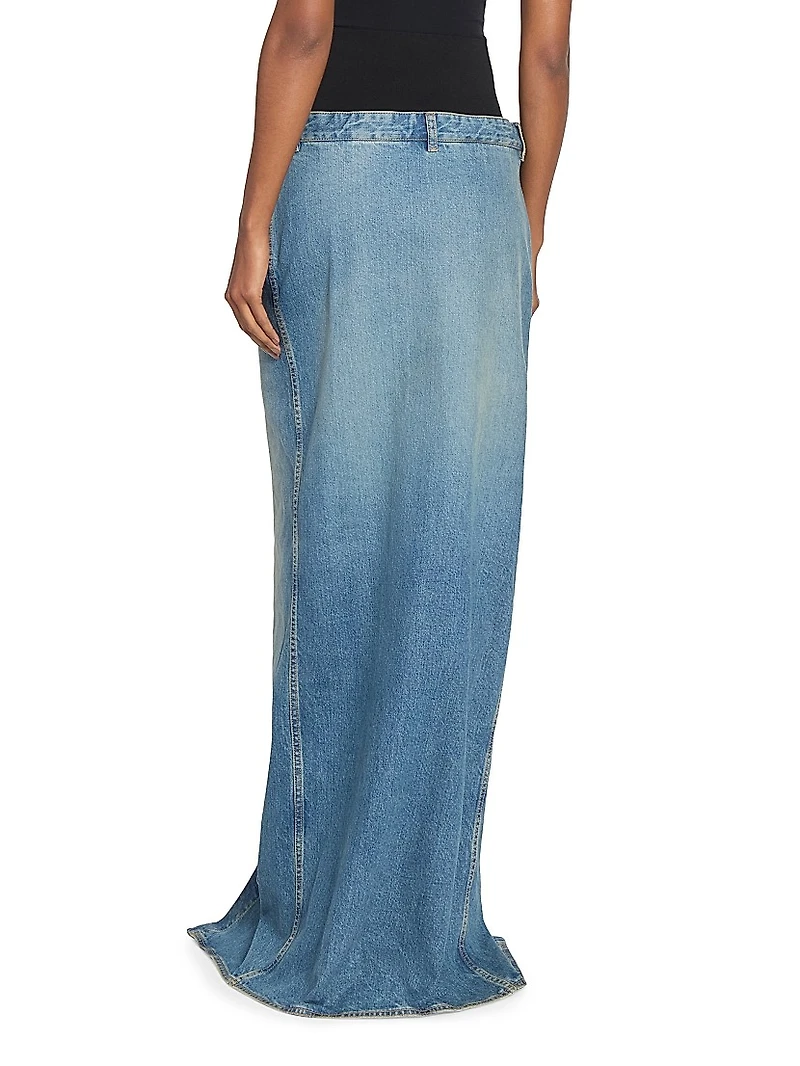 Five-Pocket-Style Denim Column Skirt