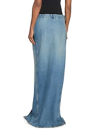 Five-Pocket-Style Denim Column Skirt