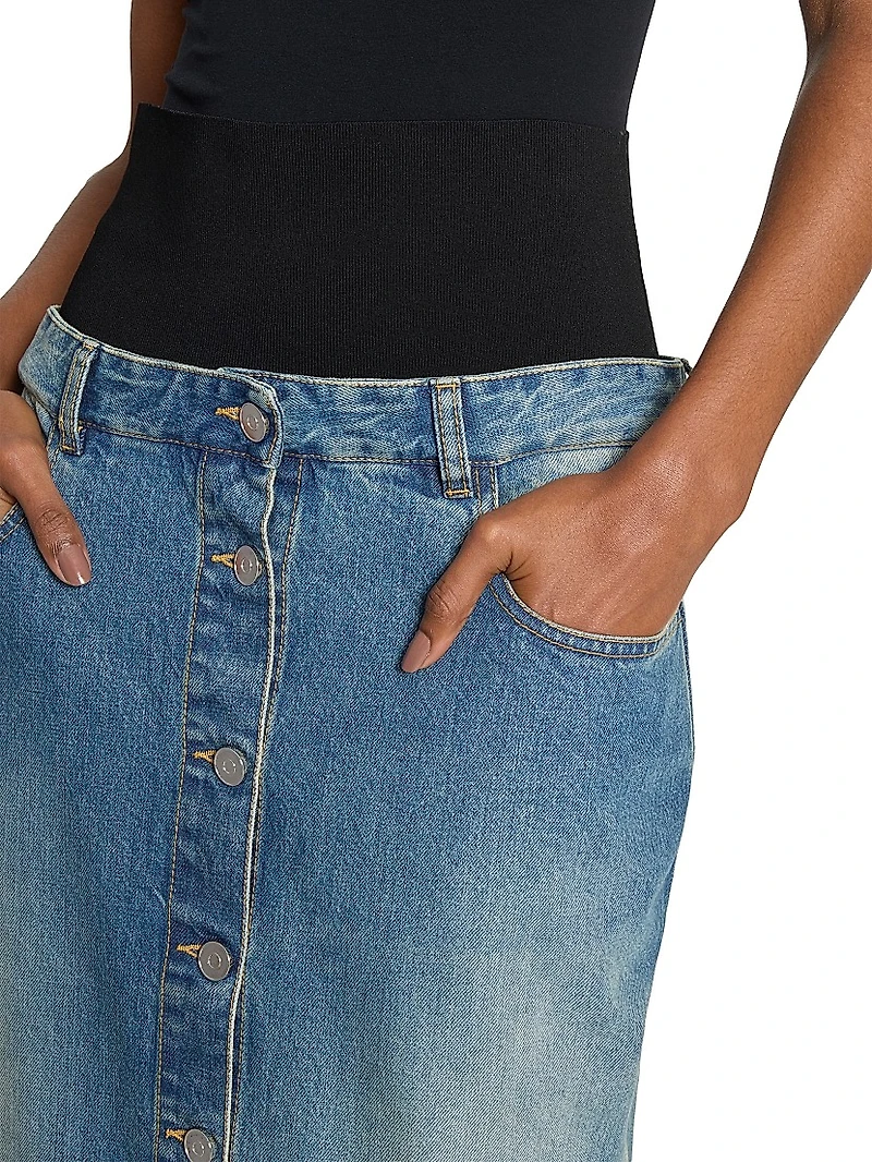 Five-Pocket-Style Denim Column Skirt